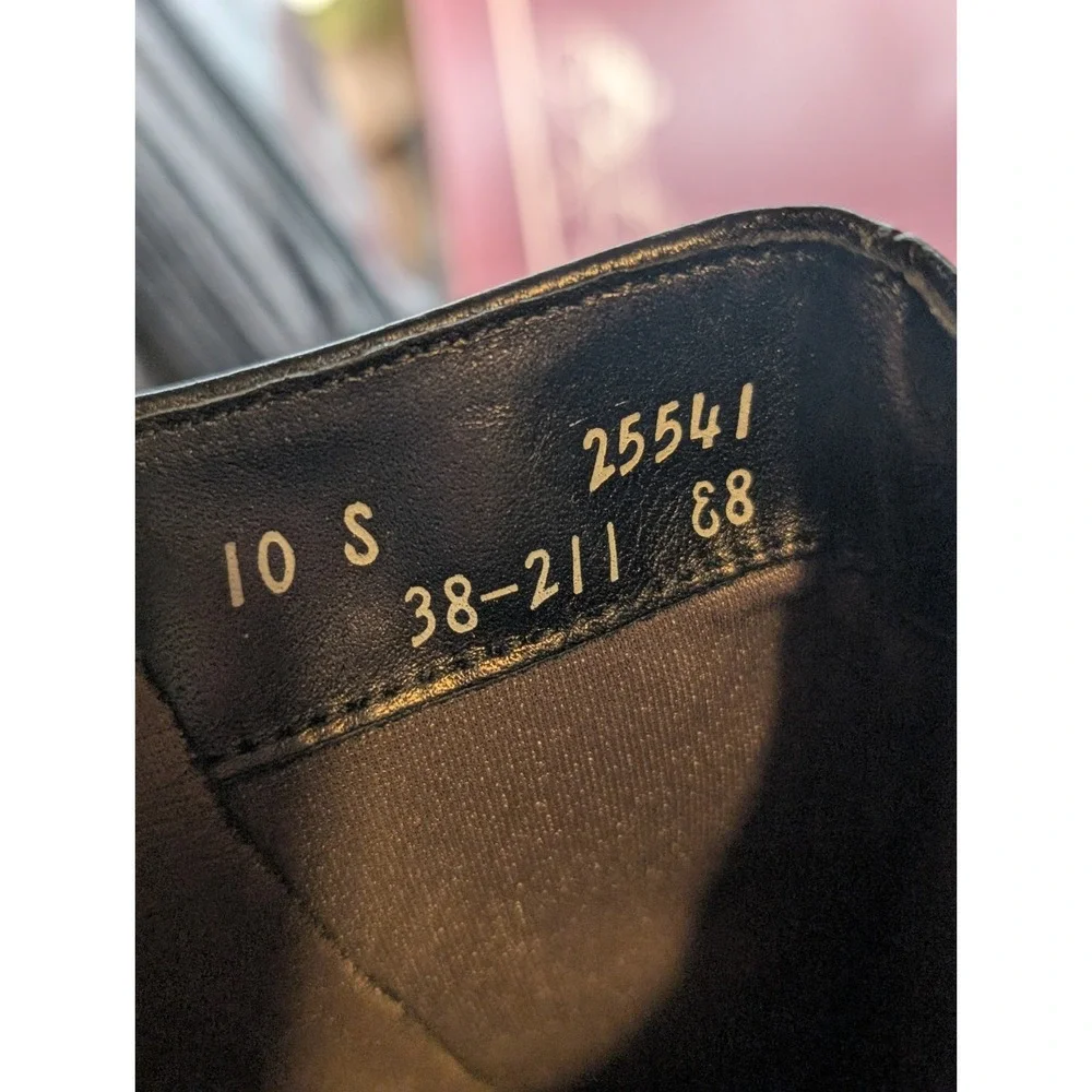 Old Maine Trotter Lancer Black Leather Knee High Boots 10 S Slim 90s Box VTG